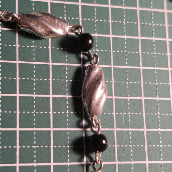 Monet silvertone & jet beads necklace. Vintage. - Picture 6 of 6